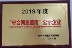 喜報！創(chuàng)衛(wèi)公司榮獲“2019年度衡陽市守合同重信